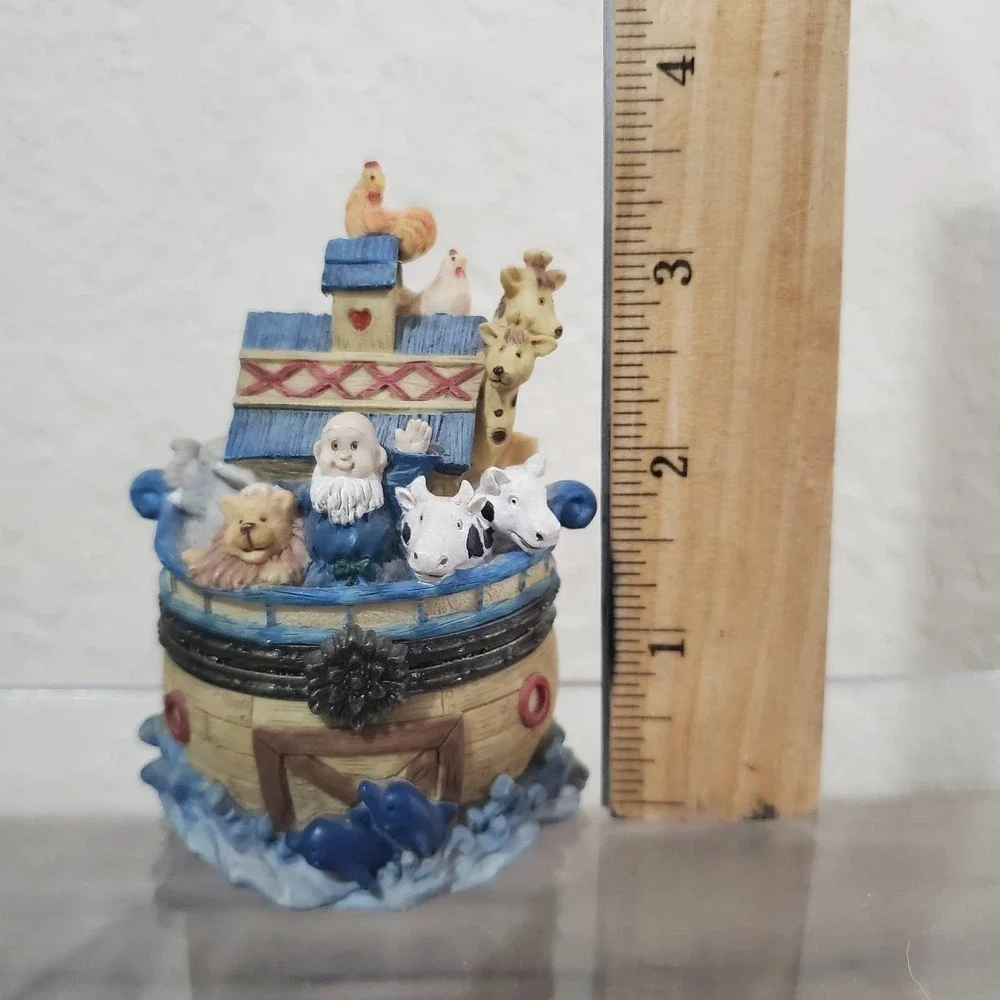 Vintage Noah's Ark Jewelry Trinket Box 3.5